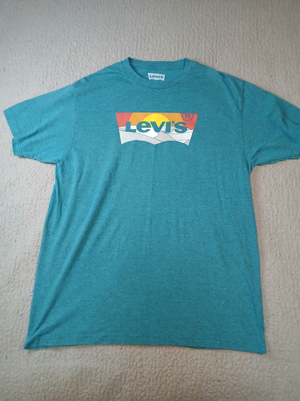 Levi's Mens T Shirt Large Teal Green Short Sleeve
